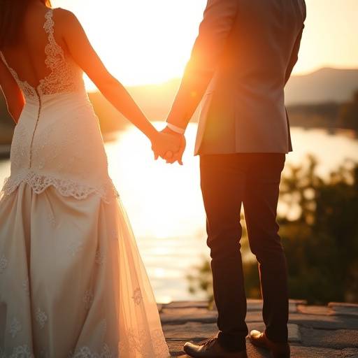 Photo de mariage romantique d'un couple se tenant la main au bord du Rhône, exemple de reportage de mariage