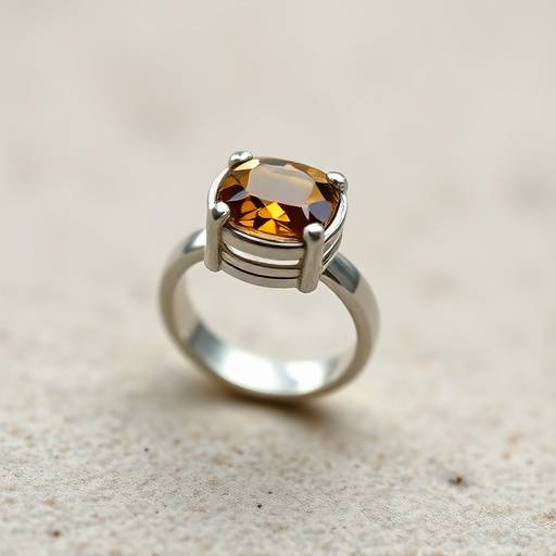 Photo de produit mettant en valeur un bijou artisanal, une bague en argent ornée d'une pierre précieuse, sur un fond neutre, soulignant la qualité et le détail.