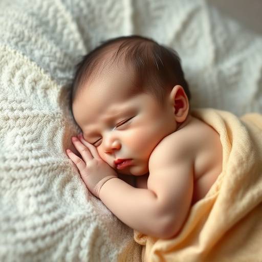 Photographie d'un nouveau-né dormant paisiblement, enveloppé dans un tissu doux, symbolisant l'innocence et la tendresse des premiers jours de la vie.